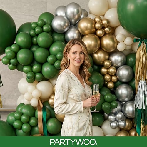 PartyWoo Dark Green Balloons 128pcs Emerald Hunter Forest Green Color - color: Green-y56