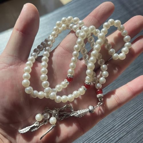 6mm Muslims Prayer Bead 99 Natural Pearl Tasbih Rosary Beads Praying Pendant with Tassels Religion