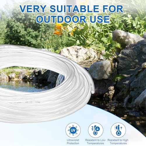 M METERXITY Vinyl Tubing 1/4" ID x 5/16" OD 10ft, Clear | Flexible Plastic Tube, with 2 Hose Ties, Lightweight Hybrid PVC Hose, for Water Gardening, Airline, Aquarium Tubing - size: 1/4" ID x 10ft