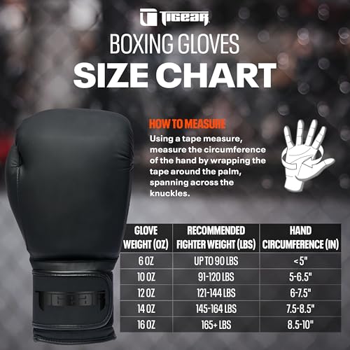Tigear Prime 2.0 Pro Boxing Gloves – Training Boxing Gloves Men, Women, Kids, Adult, Kids, Durable Engineered Leather Gloves for Muay Thai, MMA, Kickboxing & Heavy Bag | 6 10 12 14 16 Oz - size: 16 oz