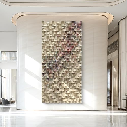 BrightA Handcrafted Geometric Wood Wall Deco 35.4"x70.9" - color: Beige + Multicolor + Ivory, size: 35.4"x70.9"