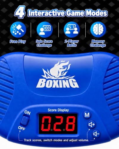 HopeRock Punching Bag for Kids,Boxing Set with Scoring, Light, Music | With 4 Game Modes, Inflatable Boxing Bag with Gloves, Birthday Gifts Toys for 4-8-12 Years Old Boys