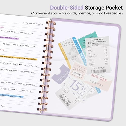 CICPAP Lined Spiral Journal Notebook, A5 College Ruled Notebook for Journaling, Note-Taking, and Daily Planning, Durable Hardcover with an Elegant Design, Light Purple - color: G.Light Purple