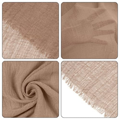 Nydotd Women Summer Cotton Linen Scarf Crinkle Long Beach Shawl Wrap hijab with Fringe - color: Brown