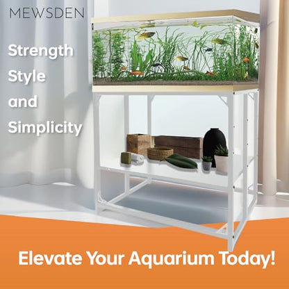 Fish Tank Stand - 20 Gallon Heavy Duty Metal Aquarium Stand, Reptile & Turtle Breeder Tank 450LBS Capacity Terrarium Stand Rack with 2-Tier Storage Shelves (White, 24.8"x13"x30") - color: White, size: (20 Gallon)24.8"x13"