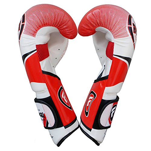 Farabi Pro Fighter Boxing Gloves Sparring Gym Bag Punching Focus Pad Mitts - color: Red, size: 14Oz