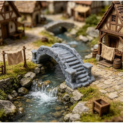 Miniature Stone-Style Arch Bridge Decor, Gray Medieval Bridge Model for Aquarium Landscape, Garden Scene, Tabletop Game Terrain, Photo Prop