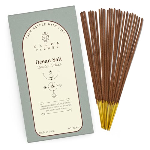 KarmaPledge Ocean Salt Incense Sticks, Burn Time 45-60 Min, 100 Sticks - color: Ocean Salt