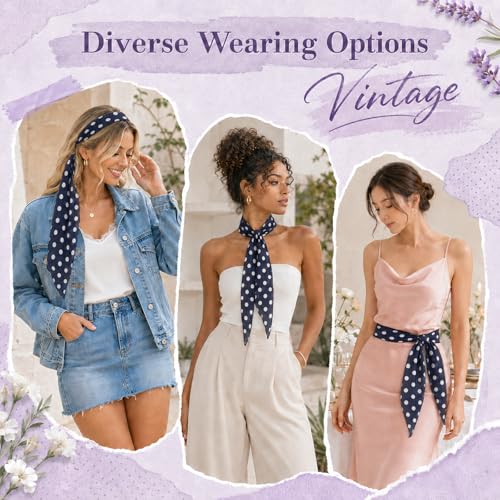 Polka Dot Scarf for Women, Chiffon Womens Scarves for Travel Date - color: Blue