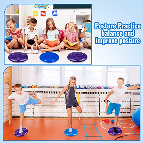 Outus 2 Pcs Balance Disc Inflated Wobble Cushion for Sensory Kids 13. 4 Inch Wiggle Seat Flexible Seating with Hand Pump for Kids Men Women Classroom Exercise Office Home Chair - color: Blue,Purple
