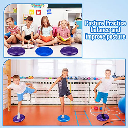 Outus 2 Pcs Balance Disc Inflated Wobble Cushion for Sensory Kids 13. 4 Inch Wiggle Seat Flexible Seating with Hand Pump for Kids Men Women Classroom Exercise Office Home Chair - color: Blue,Purple