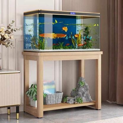 Vibeo Solid Wood Fish Tank Stand, Aquarium Stand with Plant Shelf, 5 10 15 20 30 40 Gallon Fish Tank Table, Reptile Tank Rack for Home Office(ligjt Grey,60x40cm(23 5/8" x15 3/4")) - color: Ligjt Grey, size: 60x40cm(23 5/8"x15 3/4")