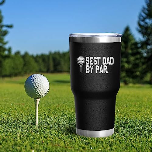Dad Gifts for Men BEST DAD BY PAR 30 Tumbler Oz Stainless Steel Insulated Cup Tumbler Coffee Mug with Lid and Straw Mens Father's Day, Christmas and Birthday Gifts Idea - color: DAD-Golf-01