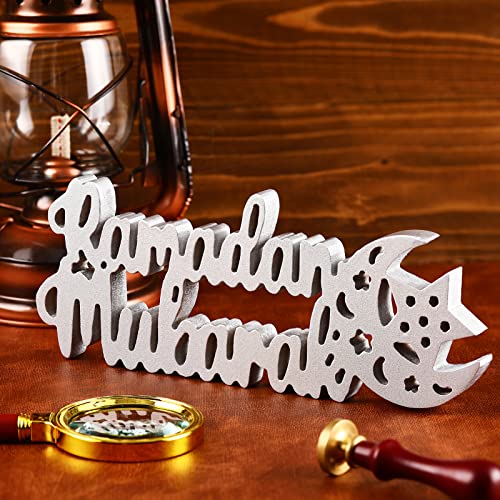 Queekay Ramadan Decorations for Home Ramadan Table Decor 9.84 x 3.74 Inch Mubarak Sign Wooden Centerpiece Tabletop Decor for Islamic Gifts Home Office Party Decorations - style: Ramadan