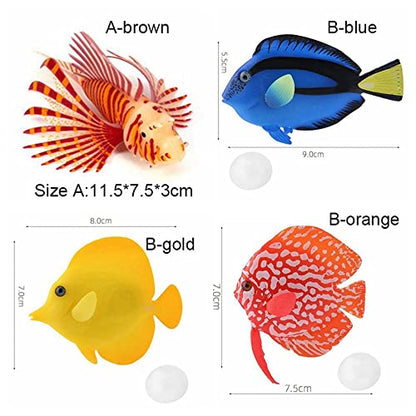Fish Tank Landscape Ocean Tropical Fish Underwater Ornaments Lionfish Simulation Fish Aquatic Pet Supplies(A,Blue)