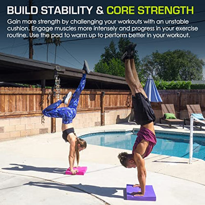 ProsourceFit Exercise Balance Pad, Non-Slip Cushioned Foam Mat & Knee Pad for Fitness and Stability Training, Yoga, Physical Therapy - color: Purple, size: XL - (18.75" x 15")