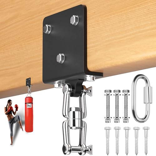 Heavy Bag & Punching Bag Hanger, Wall, Ceiling, Beam Mount Options | 900 LBS Capacity, 360° Swivel, Rust-Proof, Thick Steel Boxing Mount for MMA, Muay Thai & Home Gym (Multiple Mounting Options) - color: Ceiling - L-Shape Joist
