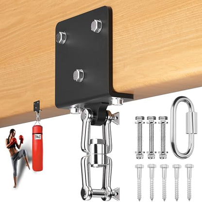 Heavy Bag & Punching Bag Hanger, Wall, Ceiling, Beam Mount Options | 900 LBS Capacity, 360° Swivel, Rust-Proof, Thick Steel Boxing Mount for MMA, Muay Thai & Home Gym (Multiple Mounting Options) - color: Ceiling - L-Shape Joist