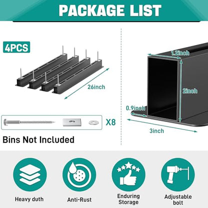 EVERHANGER Ceiling Storage Rack, Heavy Duty Overhead Garage Storage Rack, Adjustable Ceiling Bin Storage System, 4 Sets for 3 Bins, 26 Inch - style: For 3 Bins