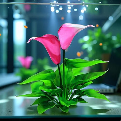 Flower Aquarium Decoration Artificial Aquatic Plant Waterweed Craft Silk Plastic Plants,Artificial Fish Tank Decorations,Used for Household and Office Simulation Hydroponic,Aquarium Accessories