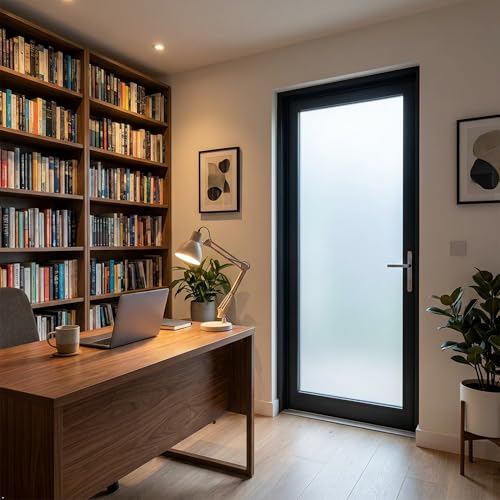 Frosted Window Film for Privacy, Static Cling Vinyl, 17.5"x 78.7" | 3in Privacy | Blocks Silhouettes, Lets Soft Light. No Glue, Residue-Free. UV/Water Resistant, Reusable. For Rooms/Bath/Office - size: 17.5"x 78.7"