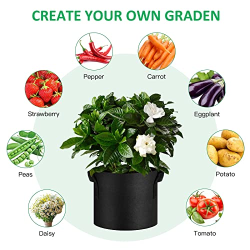 JNYONG 12-Pack 30 Gallon Thickened Non-Woven Grow Bags | Aeration Fabric Pots with Handles - size: 30 Gallons