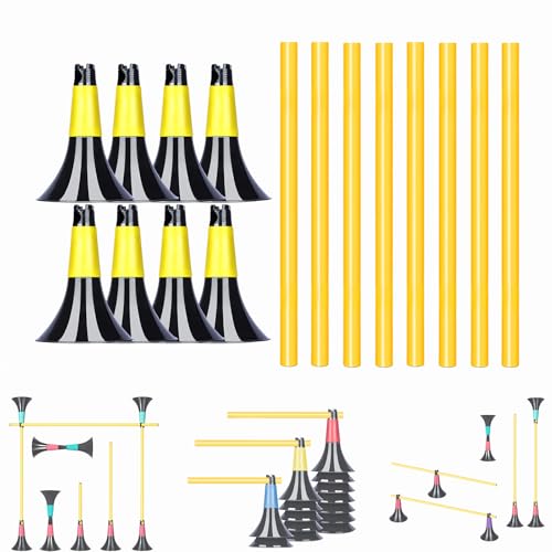 Basketball Training Cones and Agility Poles Set | 8pcs Cones with Anti-Slip Silicone Sleeve & 8pcs 19.7" Poles, for Basketball & Soccer Dribbling Training & Agility Training - color: Yellow