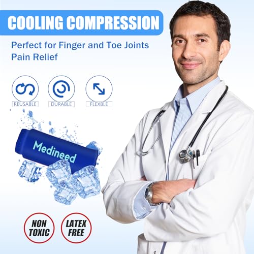2PCS Finger Sleeves Gel Ice Pack, Lasting Cold Compress Freeze Sleeve, Reusable Finger Brace Ice Packs for Injuries, Arthritis, Tendonitis, Gout, Sprains, Middle Protectors (Blue) - color: Blue