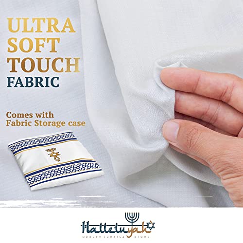 HalleluYAH Messianic Tallit Prayer Shawl 72"x 22" with Bag For Men & Women - color: Navy Blue