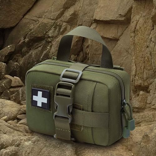 Upgrade Molle Rip Away Ifak Pouch, Tactical Small Belt First Aid Pouch Medical Utility EMT Pouch Only - color: ARMY GREEN