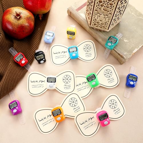Relaxweex 12 Pack Electronic Finger Tasbeeh Counter Eid Al Adha Gift Eid Mubarak Party Favor with Mubarak Inspiration Card Islamic Prayer Tally Tasbeeh Counter Ring Prayer Ring - style: Fresh