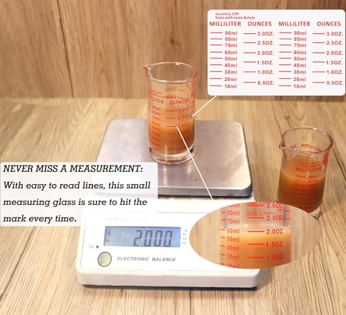 Ackers 3oz/90ml Glass Measuring Cup – Shot Glass with Double Scale-Ounce,Ml Markings for Kitchen & Bar(Pack of 2) - color: Red(Pack of 2)