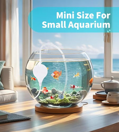 Aquarium Air Pump Mini Fish air Pump Super Quiet Fish Bowl air Pump for Up to 10 Gallon Fish Tank 1.5 Watts 310ml/min - color: White-Complete Kit