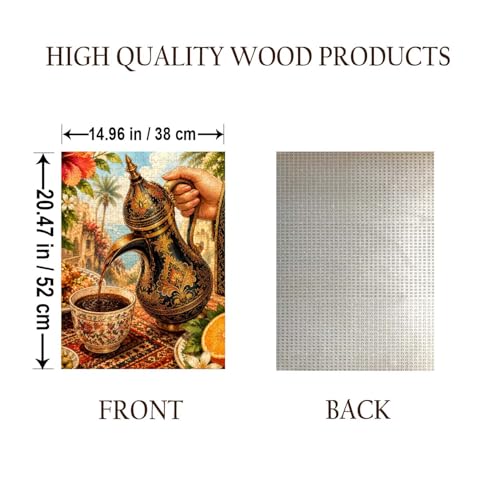 Arabic Coffee Islam Jigsaw Puzzle - 500 Pieces Wooden Puzzle for Adults, Wall Art Gift, Finished Size: 20 x 15 Inch - color: Arabic Coffee - 500 Pieces