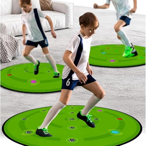 1.4M Agility Training Soccer Training Mat,10MM Thickness Non-Slip Football Skills Footstep Mat,with 13 Reaction Training Lights - 7 Training Modes,for Kids/Adult Fitness, Sports Training