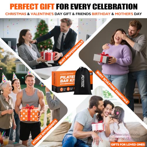 KUTIZE Pilates Bar Kit with Resistance Bands, Pilates Equipment, Multifunctional Pilates Bar for Women & Men, Pilates kit for Hip, Back, Arm, Full-Body Workouts, Home Gym Strength Training Equipment - style: 1-Orange