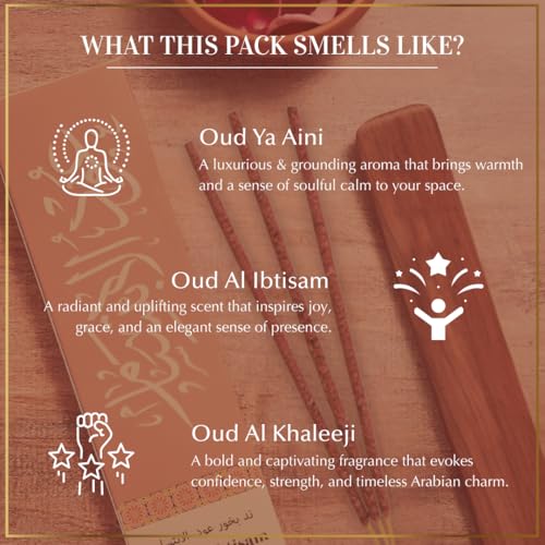 Arabian Oud Incense Sticks by Dukhni| 90 Charcoal Free bakhoor Sticks