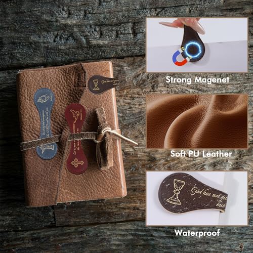 Christian Magnetic Leather Bookmarks: 3 PCS Bible Verse Book Marks, Scripture Book Marker Clips for Religious Gifts, Reading Accessories for Women Men, Bible Study Church School Office Supplies