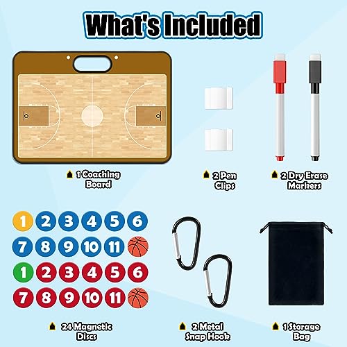 Torlam Magnetic Dry Erase Coach Board, Baseball, Soccer, Football, Basketball Coaching Clipboard - style: Basketball