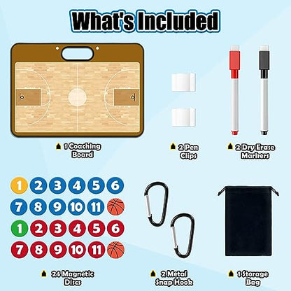 Torlam Magnetic Dry Erase Coach Board, Baseball, Soccer, Football, Basketball Coaching Clipboard - style: Basketball
