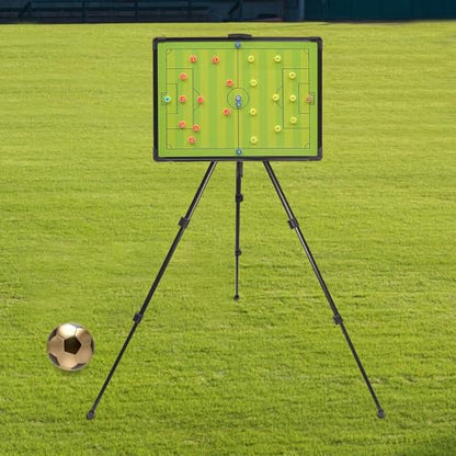 Professional Soccer Football Tactical Coaching Board, Portable Tactical Display Board with Triangle Bracket Stand, Player Markers, Backpack for Instruction of Soccer Training/Match Setup Tactics
