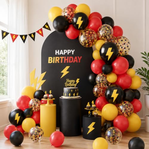 Paready Red Yellow Black Balloons, 60 Pcs Party Balloons for Boys Birthday - color: Red Black Yellow