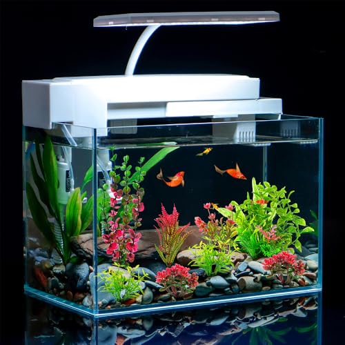 18Pcs Plastic Aquarium Plants, Weighted Base, Red Green Fish Tank Decor | Safe for betta and goldfish. Fresh and saltwater. Tall and short variety pack. Weighted bases hold firm.