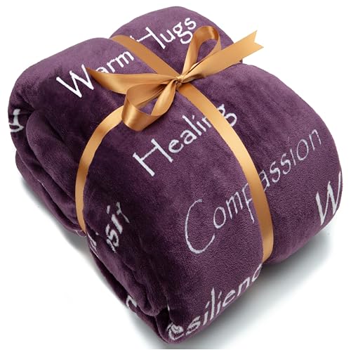 Chanasya Healing Warm Hugs Gift Throw Blanket - Sympathy Gift Breast Cancer Chemo Survivor Get Well Caring Gifts - Comfort Purple Gift Blanket for Love Support Women Friend - Aubergine - color: Aubergine, size: Standard Throw