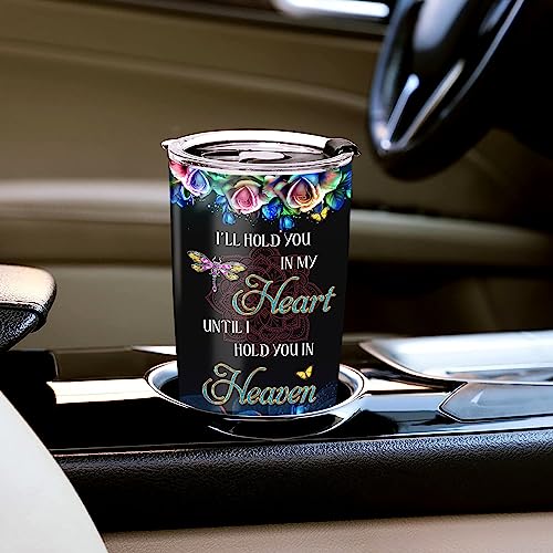 WAZONE Personalized Dragonfly Tumbler I Will Hold You In My Heart Until I Hold You In Heaven Stainless Steel Travel Mug Rose Flower Mandala Dragonflies Memorial Gifts Insulated Cup 20Oz 30Oz - color: Dragonfly