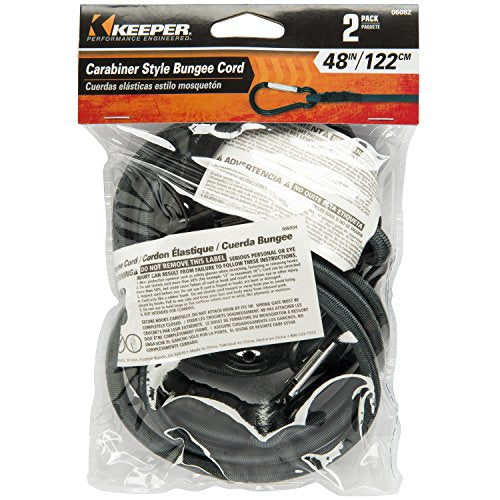Keeper - 48” Carabiner Bungee Cord,UV and Weather-Resistant, 2 Count (Pack of 6) - size: 48" (Pack of 6)