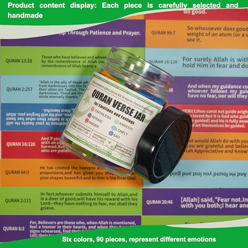Quran Verse Jar for Spiritual Comfort, Islamic Gifts for Women Men Kids Muslim Friends, Ramadan Decorations, Ramadan Eid Gifts,Quran Prayers & Gratitude Verses in English, Islamic Decor