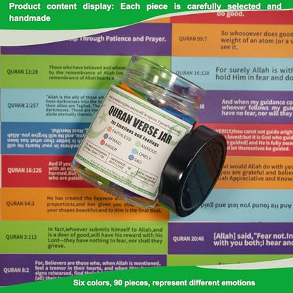 Quran Verse Jar for Spiritual Comfort, Islamic Gifts for Women Men Kids Muslim Friends, Ramadan Decorations, Ramadan Eid Gifts,Quran Prayers & Gratitude Verses in English, Islamic Decor