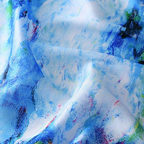 100% Mulberry Silk Scarf-Printed or Solid Color 35” Square Large Silk Hair Head Wrap Scarf With Gift Box Package - color: I Pattern: Blooming Candock