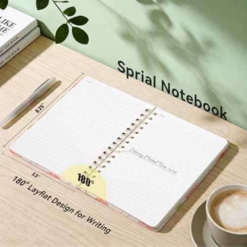 Lined Spiral Journal Notebook, A5 College Ruled Spiral Notebook for Women, Hardcover with Elegant Design for Work and Note-Taking, 5.5 * 8.25 inch, 160 Pages, Pink Flower - color: Pink Flower